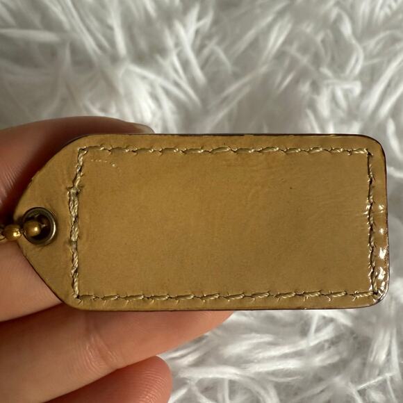 1.5" y2k COACH Vintage Patent Leather Fob Bag Charm Hang tag Hangtag - Picture 2 of 2